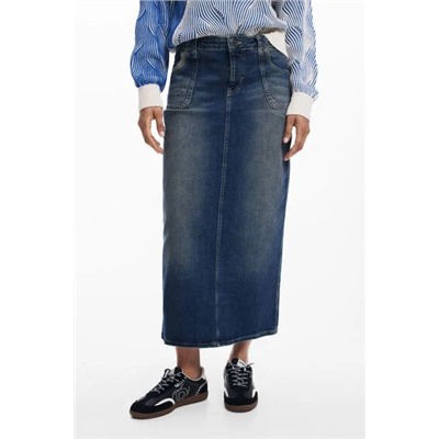 Denim midi skirt