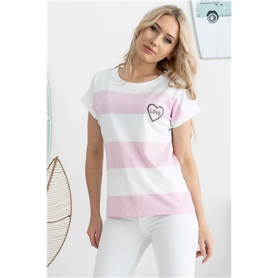 HAJDAN BL1162  белый/розовый блузка