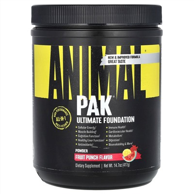 Animal, Pak, Ultimate Foundation, добавка с мультивитаминами, со вкусом фруктового пунша, 417 г (14,7 унции)