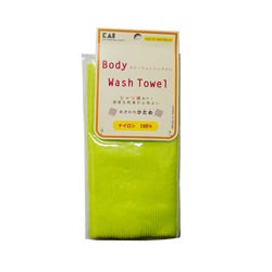 KAI Мочалка для тела Body Wash Towel жесткая нейлон салатовая, в форме шарфа 30*100см