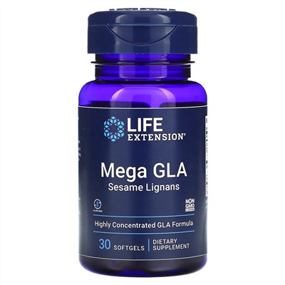 Life Extension, Mega GLA, добавка с ГЛК и кунжутными лигнанами, 30 мягких таблеток
