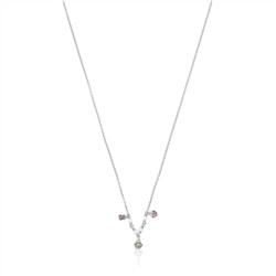 Collar Motif - plata 925/1000 (22 kt) - zafiro rosa - perla cultivada de agua dulce - amatista