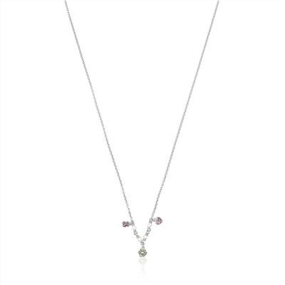 Collar Motif - plata 925/1000 (22 kt) - zafiro rosa - perla cultivada de agua dulce - amatista