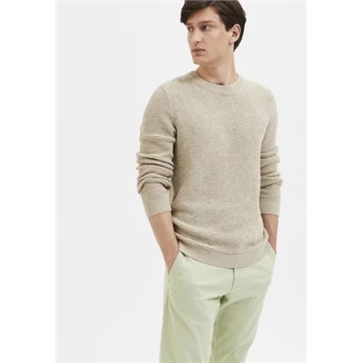 Selected Homme - VINCE LS BUBBLE CREW NECK W NOOS - Вязаный свитер - бежевый