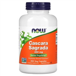 NOW Foods, Cascara Sagrada, 450 мг, 250 растительных капсул