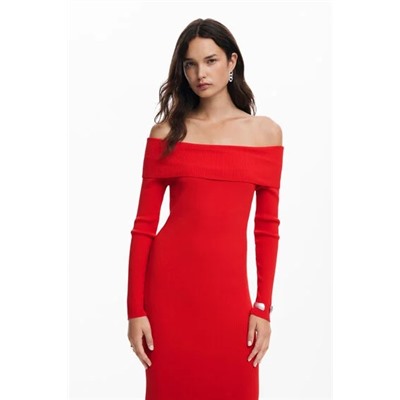 Bardot neckline dress