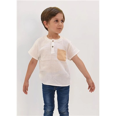 Муслиновая рубашка Luess для мальчиков с карманами и деталями