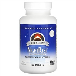 Source Naturals, Sleep Science, NightRest с мелатонином, 100 таблеток