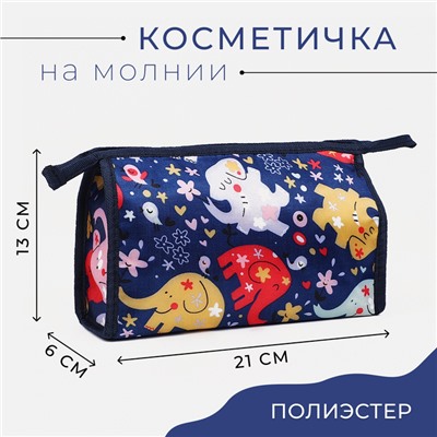 Косметичка на молнии, цвет синий