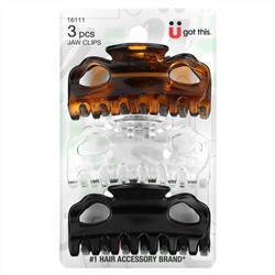 Scunci, Jaw Clips, Assorted Colors, 3 Pieces