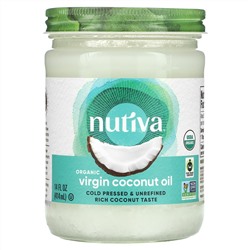 Nutiva, органическое кокосовое масло первого отжима, 414 мл (14 жидк. унций)