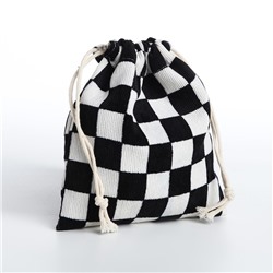 Косметичка - мешок с завязками, цвет белый/чёрный