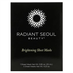 Radiant Seoul, осветляющая тканевая маска, 5 шт., по 25 мл (0,85 унции) каждая