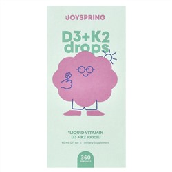 JoySpring, D3 и K2, капли, 60 мл (2 жидк. унции)