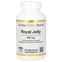 California Gold Nutrition, маточное молочко, сублимированный концентрат, 500 мг, 120 растительных капсул