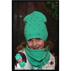 Удлинённая шапка для девочки «Ассоль» (мята)