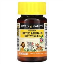 Mason Natural, Little Animals, мультивитамины, фруктовые, 60 жевательных таблеток