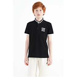 TOMMYLIFE Черная футболка стандартного кроя для мальчика с цветным принтом на воротнике — 11111
