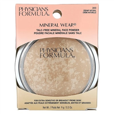 Physicians Formula, Mineral Wear, пудра для лица, оттенок 2413 кремовый натуральный, 9 г (0,3 унции)