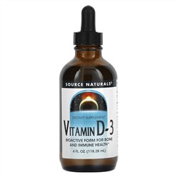 Source Naturals, Витамин D-3, 4 жидкие унции (118,28 мл)