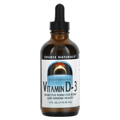 Source Naturals, Витамин D-3, 4 жидкие унции (118,28 мл)