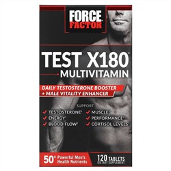 Force Factor, Test X180, мультивитамины и усилитель тестостерона, 120 таблеток