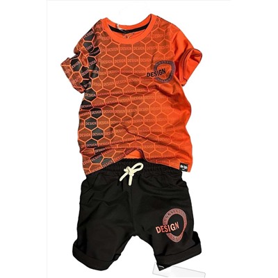 Riccotarz Комплект шорт ярко-красного цвета с принтом и узором в виде сот для мальчика