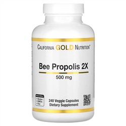 California Gold Nutrition, пчелиный прополис 2X, концентрированный экстракт, 500 мг, 240 растительных капсул