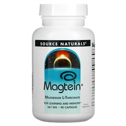 Source Naturals, Magtein, L-треонат магния, 667 мг, 90 капсул