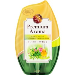 ST Освежитель воздуха жидкий Shoushuuriki Premium Aroma для помещений с арома маслами эвкалипта и герани, 400 мл.