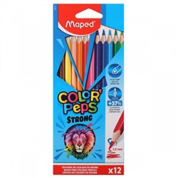 Карандаши цветные 12 цветов, пластик, трехгранный Strong Color'peps Maped 862712