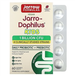 Jarrow Formulas, Jarro-Dophilus, пробиотики и пребиотики для детей, для ежедневного приема, малина, 1 млрд КОЕ, 60 жевательных таблеток