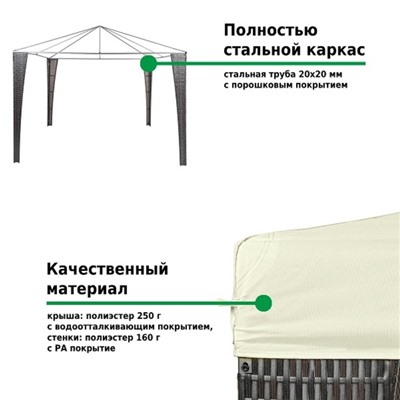 Тент-шатер из полиротанга №3176B, 250х300х300 см,