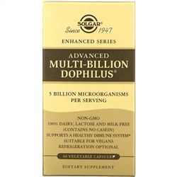 Solgar, Advanced Multi-Billion Dophilus, пробиотик, 60 растительных капсул