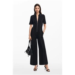 Long jumpsuit with topstitching