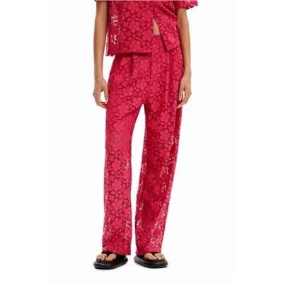 Tailored floral lace trousers