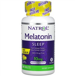 Natrol, Мелатонин, быстрорастворимый, максимальная эффективность, цитрусовые, 10 мг, 60 таблеток