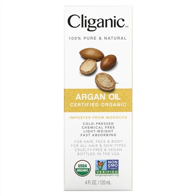 Cliganic, 100% чистое и натуральное аргановое масло, 120 мл (4 жидк. унции)