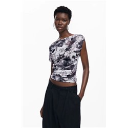 Asymmetric floral T-shirt