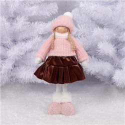 Украшение Кукла Девочка 36 см, ткань, розовый/коричневый ЛЬДИНКА 231387