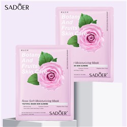Питательная тканевая маска для лица экстрактом розы Sadoer Botany And Fruits Skin Care Rose Soft Moisturizing Mask 1шт