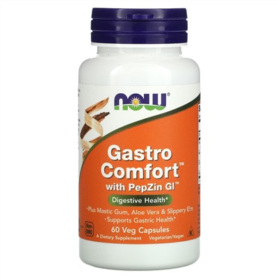 NOW Foods, Gastro Comfort с PepZin GI, 60 растительных капсул