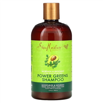 SheaMoisture, Power Greens, шампунь, моринга и авокадо, 384 мл (13 жидк. унций)