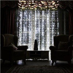 Гирлянда комнатная светодиодная, 600 ламп, 2 м, 3 м, цвет нити прозрачный, белый холодный Занавес ЛЬДИНКА 183548-2