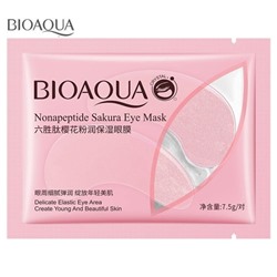 BIOAQUА, Увлажняющие-гидрогелевые патчи для области вокруг глаз, с  экстрактом японской вишни ,Nonapeptide Sakura eye mask , 1 пара, 7,5 гр
