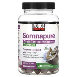 Force Factor, Somnapure, вкусные жевательные таблетки с мелатонином, 5 мг, ягодный вкус, 60 жевательных таблеток