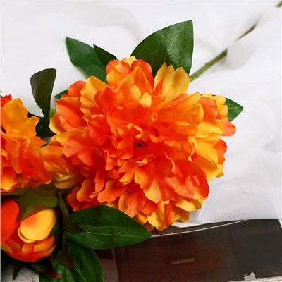 Цветы искусственные "Пион снежный пик" d-14 см 61 см, оранжевый