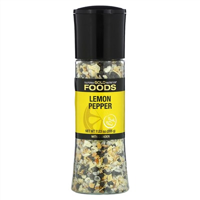 California Gold Nutrition, FOODS - Lemon & Pepper Salt Grinder, 7.23 oz (205 g)