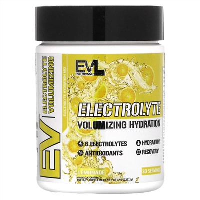 EVLution Nutrition, Electrolyte Volumizing Hydration, лимонад, 111 г (3,91 унции)