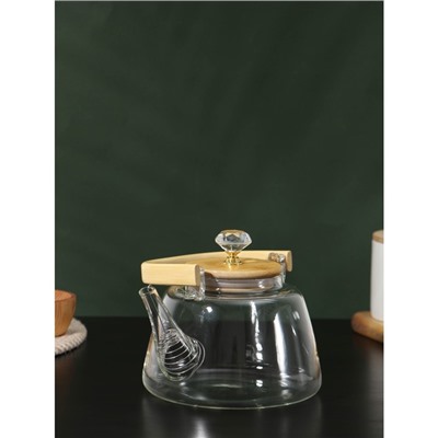 Чайник заварочный стеклянный с металлическим ситом BellaTenero «Эко. Бриллиант», 1 л, 17×15×19 см